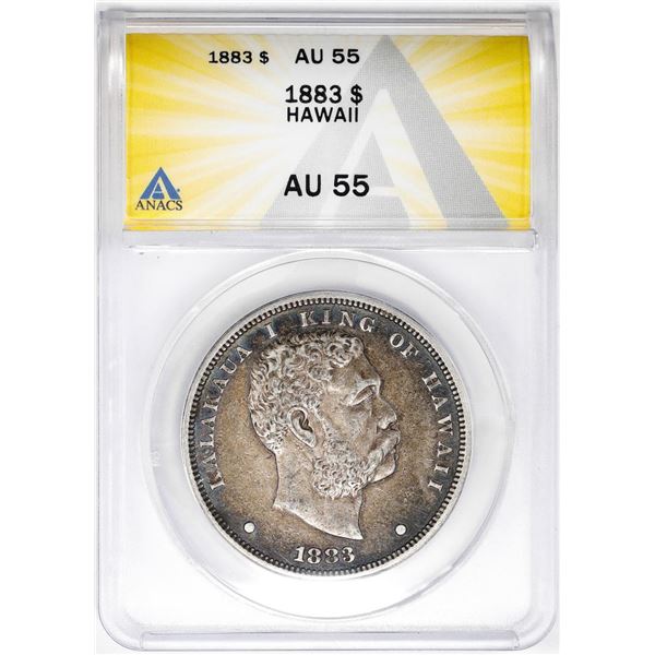 1883 $1 Kingdom of Hawaii Dollar Coin ANACS AU55