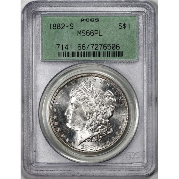 1882-S $1 Morgan Silver Dollar Coin PCGS MS66PL Old Green Holder