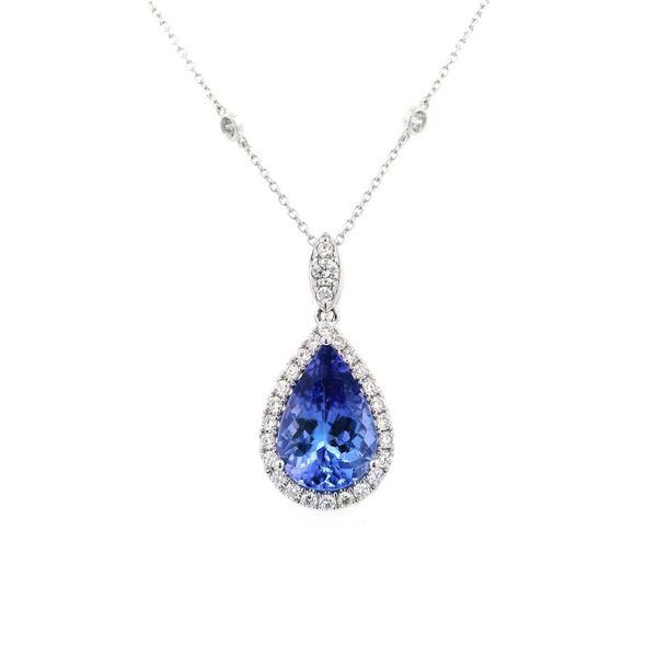 14KT White Gold 3.14 ctw Tanzanite and Diamond Pendant with Chain
