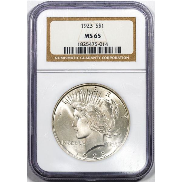 1923 $1 Peace Silver Dollar Coin NGC MS65