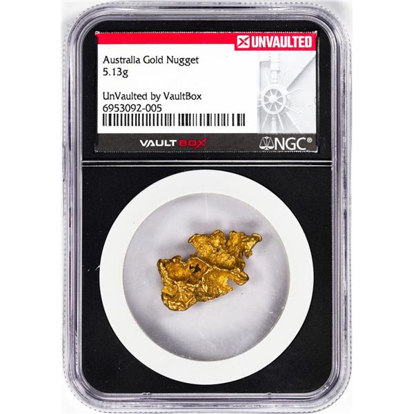 5.13 Gram Australia Gold Nugget NGC Vaultbox Unvaulted