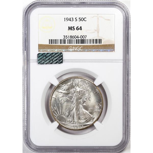 1943-S Walking Liberty Half Dollar Coin NGC MS64