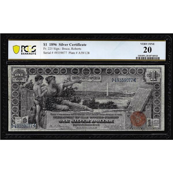 1896 $1 Educational Silver Certificate Note Fr.225 PCGS Very Fine 20
