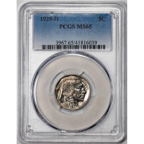 1929-D Buffalo Nickel Cent Coin PCGS MS65