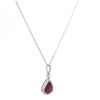 Image 2 : 14KT White Gold 4.49 ctw Ruby and Diamond Pendant with Chain