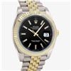 Image 1 : Rolex Mens Two Tone Black Index Datejust Wristwatch With Box And Card