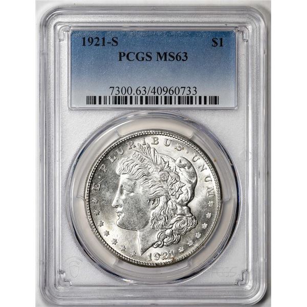 1921-S $1 Morgan Silver Dollar Coin PCGS MS63