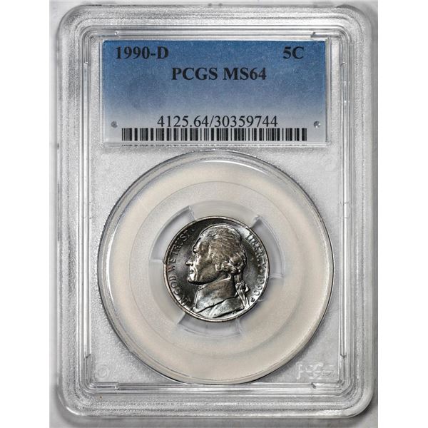 1990-D Jefferson Nickel Coin PCGS MS64