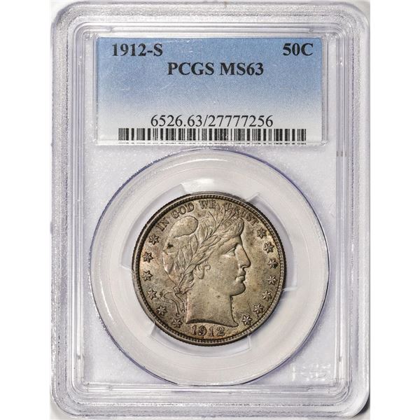 1912-S Barber Quarter Coin PCGS MS63