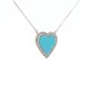 Image 2 : 14KT White Gold Turquoise and Diamond Heart Pendant with Chain