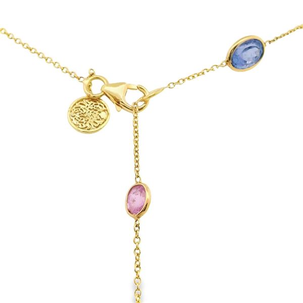 18KT Yellow Gold 7.52 ctw Blue and Pink Sapphire Necklace