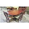 Image 2 : 9 PIECE SOLID WOODEN DINING ROOM SUIT WITH TABLE TWO LEAVES, 6 CHAIRS, CABINET AND HUTCH