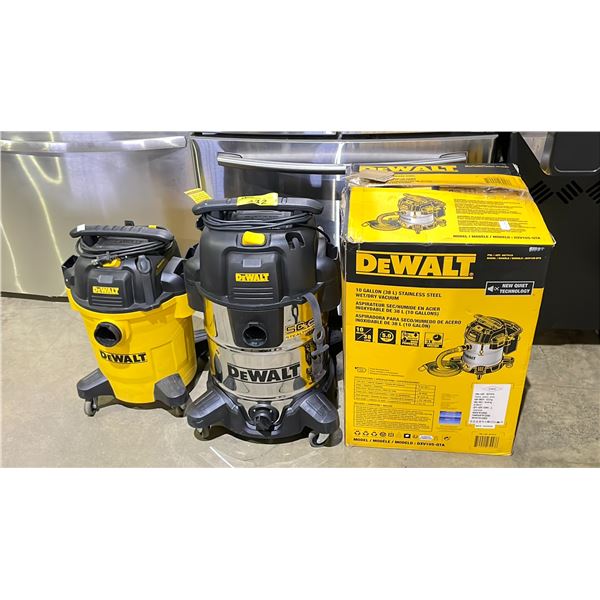 3 DEWALT SHOP VACUUMS *MAY BE MISSING PIECES/ UNKNOWN WORKING CONDITION*