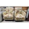 Image 1 : PAIR OF FABRIC FLORAL MOTIF LOUNGE CHAIRS