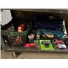 Image 2 : SHELF OF ASSORTED ITEMS INCLUDING; PROPANE TANKS, FIRE STARTERS, AIR PUMP & MORE