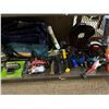 Image 3 : SHELF OF ASSORTED ITEMS INCLUDING; PROPANE TANKS, FIRE STARTERS, AIR PUMP & MORE