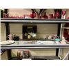 Image 1 : SHELF OF ASSORTED ITEMS INCLUDING; HOME DECOR, FIGURINES, FLASK & MORE