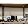 Image 1 : SHELF OF ASSORTED ITEMS INCLUDING; CAMERAS, BLUETOOTH SPEAKERS, FOG MACHINE & MORE