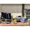 Image 3 : SHELF OF ASSORTED ITEMS INCLUDING; CAMERAS, BLUETOOTH SPEAKERS, FOG MACHINE & MORE