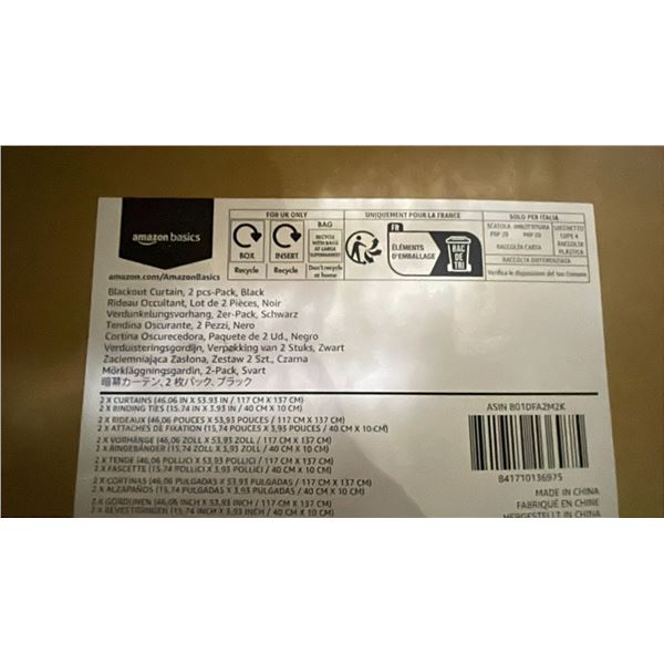 2 AMAZON BASICS BLACK OUT CURTAIN 2-PCS PER PACK