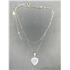 Image 2 : 925S 2.0CT HEART CUT LAB DIAMOND HALO NECKLACE, ADJUSTABLE 16" TO 18"LONG - MOUNTED IN 925