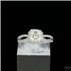 Image 2 : Adjustable/Resizable Sterling Silver Ring, 1.5 Carat Asscher Cut Moissanite, Platinum-Plated