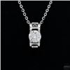 Image 2 : Necklace with Pendant, 0.5 Carat Round Cut Moissanite, Platinum-Plated Sterling Silver