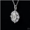 Image 3 : Necklace with Pendant, 1 Carat Oval Cut Moissanite, Platinum-Plated Sterling Silver