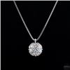 Image 1 : Necklace with Pendant, 1 Carat Round Cut Moissanite, Platinum-Plated Sterling Silver