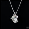 Image 4 : Necklace with Pendant, 1 Carat Round Cut Moissanite, Platinum-Plated Sterling Silver