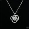 Image 1 : Necklace with Pendant, 0.5 Carat Round Cut Moissanite, Platinum-Plated Sterling Silver