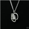 Image 2 : Necklace with Pendant, 0.5 Carat Round Cut Moissanite, Platinum-Plated Sterling Silver