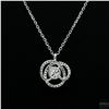 Image 3 : Necklace with Pendant, 0.5 Carat Round Cut Moissanite, Platinum-Plated Sterling Silver