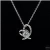 Image 3 : Necklace with Pendant, 0.5 Carat Round Cut Moissanite, Platinum-Plated Sterling Silver