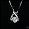 Image 2 : Necklace with Pendant, 1 Carat Round Cut Moissanite, Platinum-Plated Sterling Silver