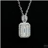 Image 2 : Necklace with Pendant, 1.2 Carat Emerald Cut Moissanite, Platinum-Plated Sterling Silver