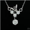 Image 1 : Necklace with Pendant, 0.8 Carat Round Cut Moissanite, Platinum-Plated Sterling Silver