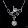 Image 3 : Necklace with Pendant, 0.8 Carat Round Cut Moissanite, Platinum-Plated Sterling Silver
