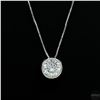 Image 1 : Necklace with Pendant, 2 Carat Round Cut Moissanite, Platinum-Plated Sterling Silver