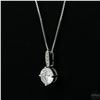 Image 2 : Necklace with Pendant, 1 Carat Round Cut Moissanite, Platinum-Plated Sterling Silver