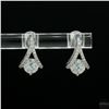 Image 2 : Earrings, 0.4 Carat Round Cut Moissanite, Platinum-Plated Sterling Silver