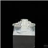 Image 2 : Adjustable/Resizable Sterling Silver Ring, 1.2 Carat Emerald Cut Moissanite, Platinum-Plated