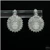 Image 1 : Earrings, 0.5 Carat Oval Cut Moissanite with Side Baguettes, Platinum-Plated Sterling Silver