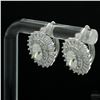 Image 2 : Earrings, 0.5 Carat Oval Cut Moissanite with Side Baguettes, Platinum-Plated Sterling Silver