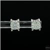 Image 1 : Earrings, 1 Carat Round Cut Moissanite, Platinum-Plated Sterling Silver