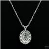 Image 3 : Necklace with Pendant, 0.5 Carat Oval Cut Moissanite, Platinum-Plated Sterling Silver