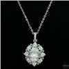Image 1 : Necklace with Pendant, 1 Carat Oval Cut Moissanite, Platinum-Plated Sterling Silver