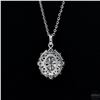 Image 4 : Necklace with Pendant, 1 Carat Oval Cut Moissanite, Platinum-Plated Sterling Silver