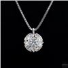 Image 3 : Necklace with Pendant, 1 Carat Round Cut Moissanite, Platinum-Plated Sterling Silver