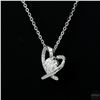 Image 2 : Necklace with Pendant, 0.5 Carat Round Cut Moissanite, Platinum-Plated Sterling Silver